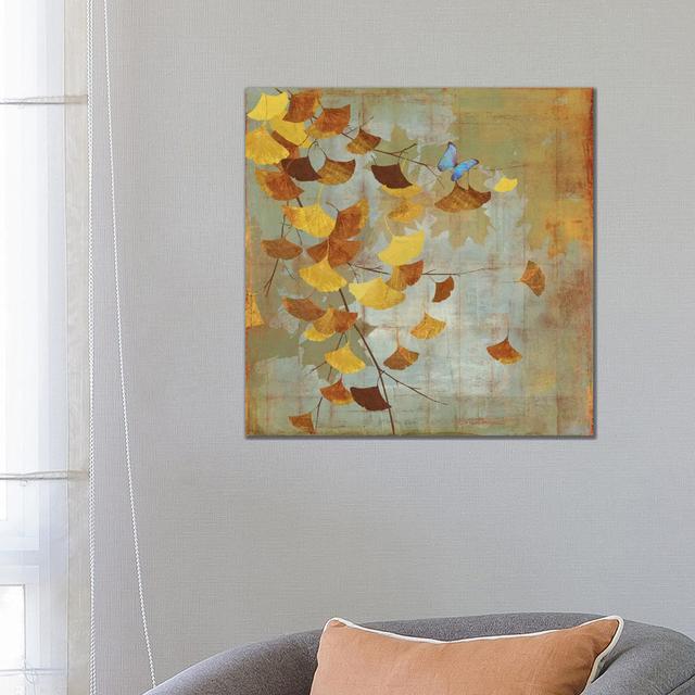 Ginkgo Branch I by Asia Jensen - Wrapped Canvas Painting Brambly Cottage Size: 66.04cm H x 66.04cm W x 1.905cm D on Productcaster.