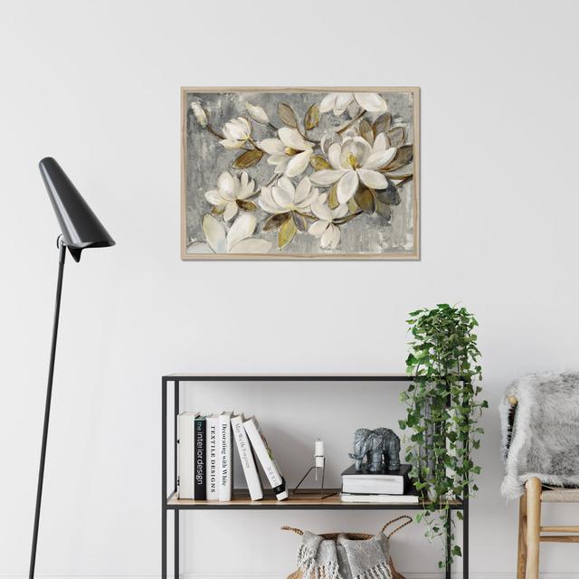 Magnolia Simplicity Neutral Grey by Silvia Vassileva - Painting Rosalind Wheeler Format: Natural Wood Framed Paper Print, Size: 55cm H x 80cm W on Productcaster.