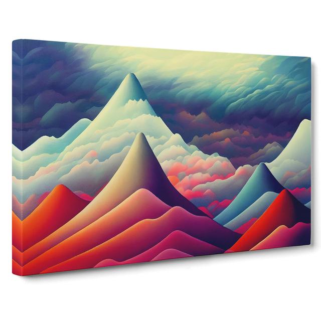 Exciting Colourful Mountain Abstract - Wrapped Canvas Graphic Art Alpen Home Size: 35cm H x 50cm W x 3cm D on Productcaster.