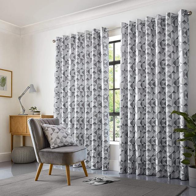 Stamper Eyelet Room Darkening Curtains (Set of 2) Hykkon Panel Size: 117 W x 183 D cm, Colour: Silver/Charcoal on Productcaster.