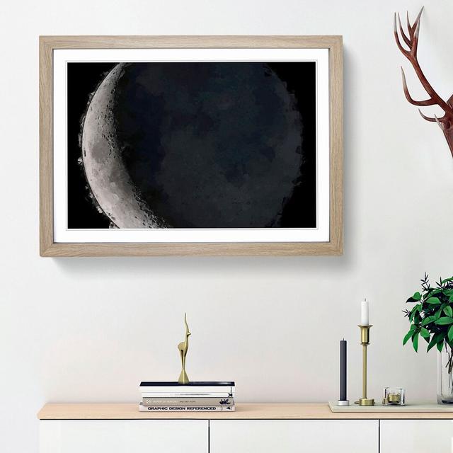 Crescent Moon Shadow in Abstract - Picture Frame Graphic Art Print on MDF East Urban Home Size: 27cm H x 36cm W x 2cm D, Frame Option: Oak Framed on Productcaster.