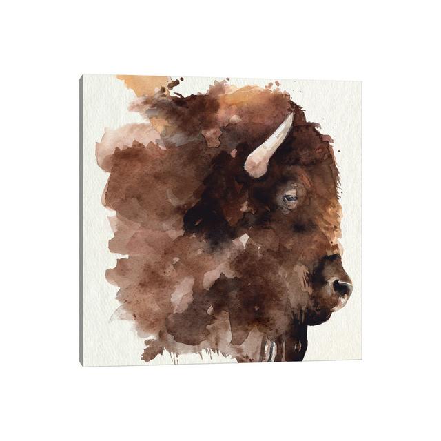 WaterColour Bison Profile I by Jennifer Paxton Parker - Wrapped Canvas Painting Natur Pur Size: 45.72cm H x 45.72cm W x 1.905cm D on Productcaster.