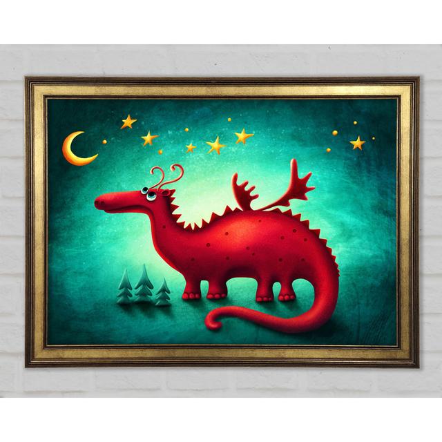 The Red Dragon Beneath The Moon - Single Picture Frame Art Prints Happy Larry Size: 42.1cm H x 59.7cm W x 1.5cm D on Productcaster.