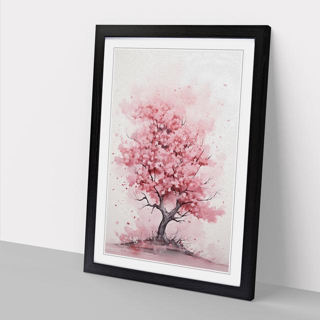 Cherry Blossom Tree Gestural No.2 - Print Marlow Home Co. Frame Colour: Black, Size: 64cm H x 46cm W x 2cm D on Productcaster.