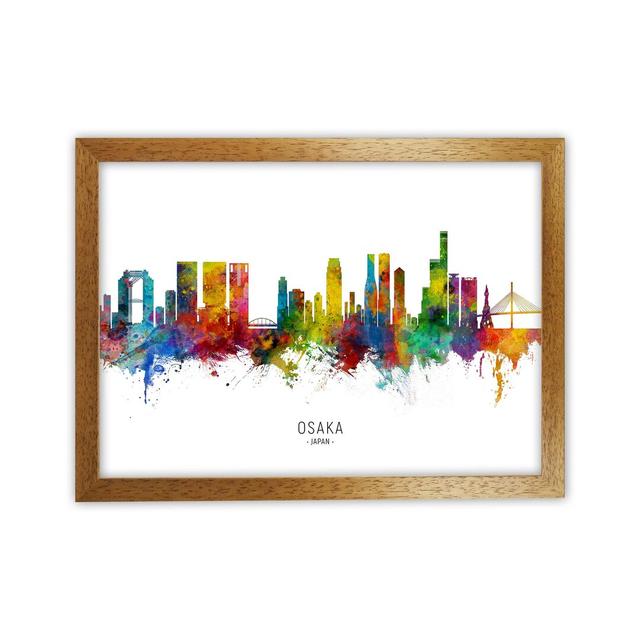 Osaka Japan Skyline by Michael Tompsett - Print Latitude Run Size: 34cm H x 46cm W x 3cm D, Format: Brown Framed on Productcaster.