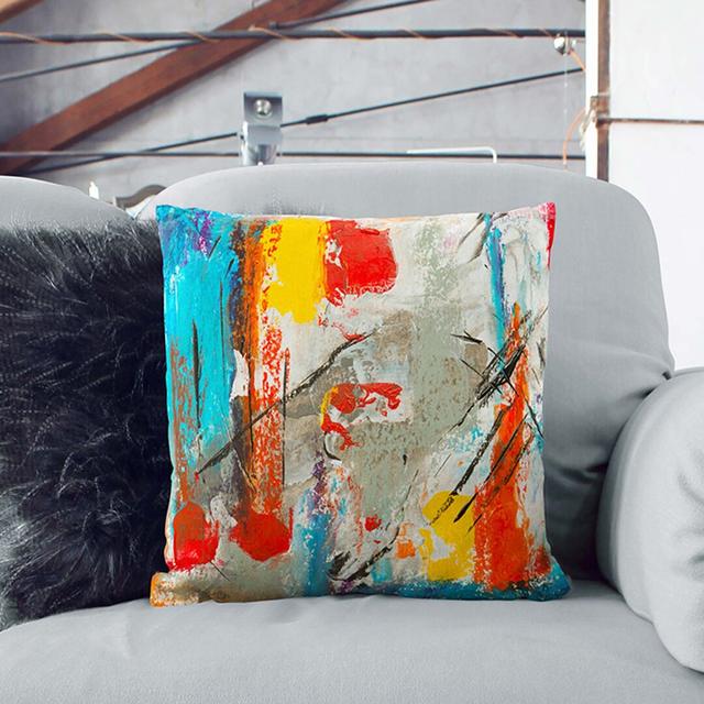 Abstract Art Painting Vol.128 by S.Johnson Cushion with Filling East Urban Home Size: 55 x 55 cm, Backing Colour: Stone on Productcaster.