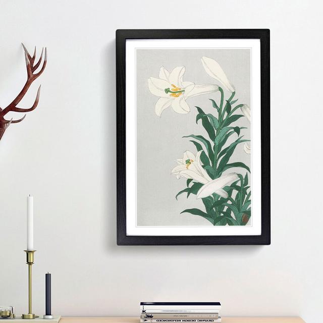 White Lilies by Ohara Koson - Picture Frame Art Prints East Urban Home Frame Option: Black Framed, Size: 36cm H x 27cm W x 2cm D on Productcaster.