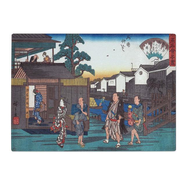 Tempered Glass Ryogoku Yanagibashi by Utagawa Hiroshige Chopping Board East Urban Home Size: 39 cm x 28.5 cm on Productcaster.