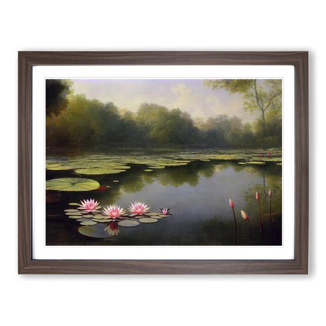 Astounding Water Lily Pond - Picture Frame Graphic Art Marlow Home Co. Size: 46cm H x 64cm W x 2cm D, Frame Colour: Walnut Framed on Productcaster.