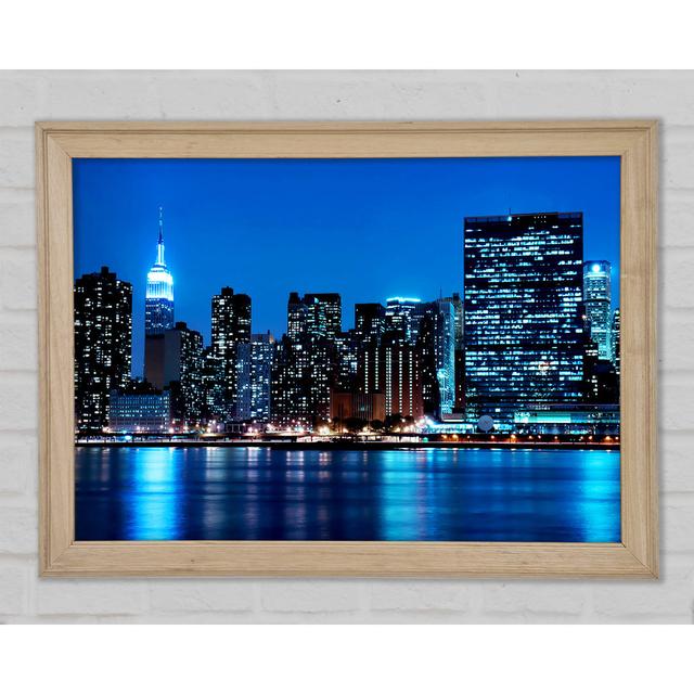 New York Empire State Blue Nights - Single Picture Frame Art Prints Ebern Designs Size: 84.1cm H x 118.9cm W x 1.5cm D on Productcaster.