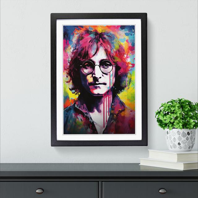 John Lennon Abstract - Single Picture Frame Print on Wood Marlow Home Co. Format: Black Framed, Size: 34cm H x 25cm W x 2cm D on Productcaster.