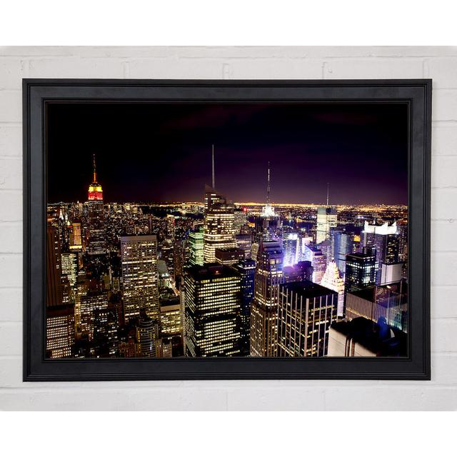 Nyc Empire State Building Red Glow Night - Print Ebern Designs Size: 59.7cm H x 84.1cm W on Productcaster.