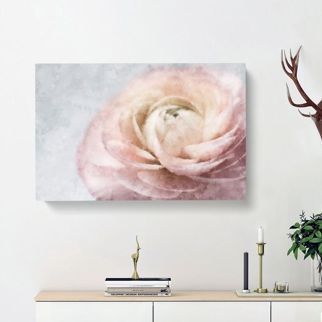 Pink Ranunculus Flower - Wrapped Canvas Painting Print East Urban Home Size: 60cm H x 91cm W x 3cm D on Productcaster.