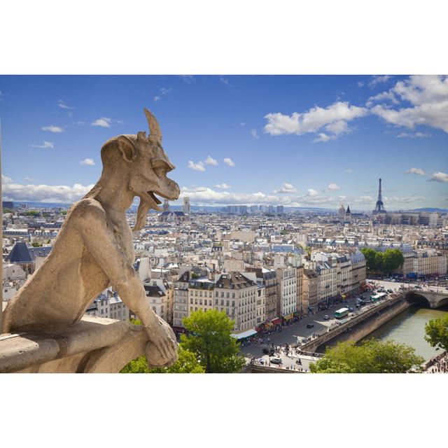 Notre Dame: Chimera (Demon) Overlooking Paris Skyline A Summer Day Ebern Designs Size: 76cm H x 51cm W on Productcaster.