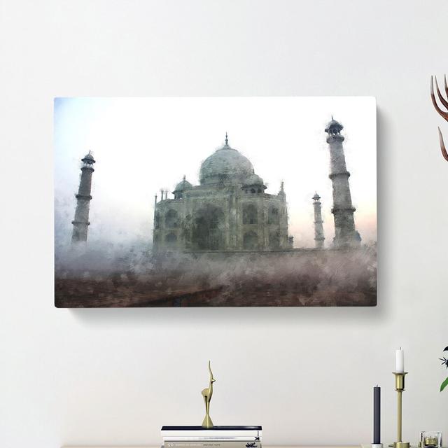 Mist over the Taj Mahal in India - Wrapped Canvas Photograph Print East Urban Home Size: 40cm H x 60cm W x 3cm D on Productcaster.