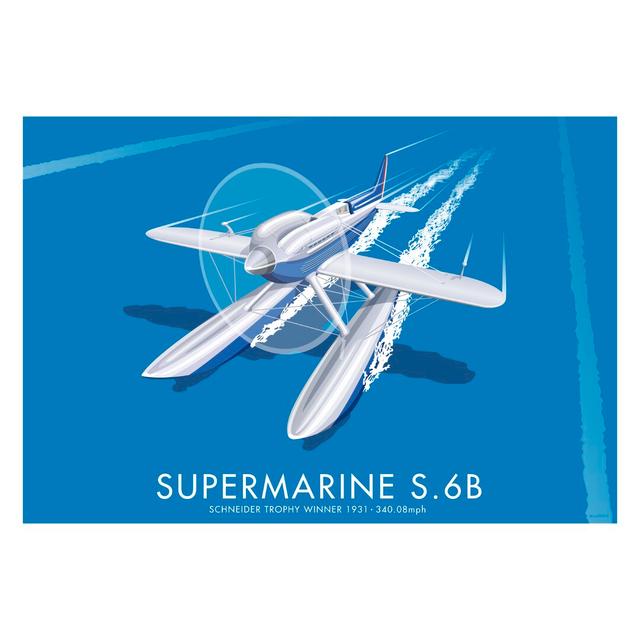 Supermarine S.6B by Stephen Millership - Graphic Art Print on Paper East Urban Home Size: 30cm H x 40cm W x 1cm D, Frame Options: No Frame on Productcaster.