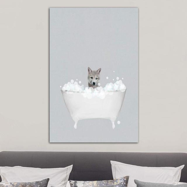 Wolf Blue Bath by Leah Straatsma - Wrapped Canvas Graphic Art Print Maturi Size: 101.6cm H x 66.04cm W x 1.91cm D on Productcaster.