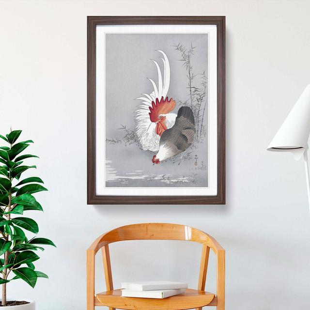 Rooster & Chicken by Ohara Koson - Picture Frame Graphic Art Print East Urban Home Frame Option: Walnut, Size: 76cm H x 50cm W x 2cm D on Productcaster.