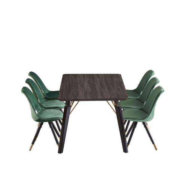 Guillermina 6 - Person Dining Set Fairmont Park Colour (Chair): Green, Colour (Table Top): Black on Productcaster.