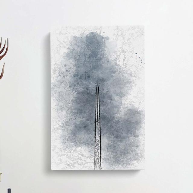 Contrails From The Airplane In Abstract - Wrapped Canvas Print East Urban Home Size: 76cm H x 50cm W x 3cm D on Productcaster.