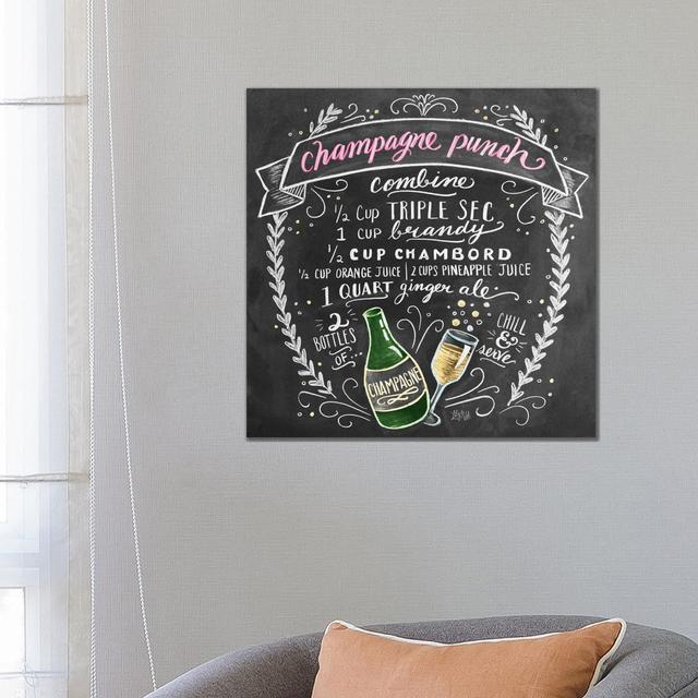 Champagne Punch Recipe Happy Larry Size: 66.04cm H x 66.04cm W x 3.81cm D, Format: Wrapped Canvas on Productcaster.