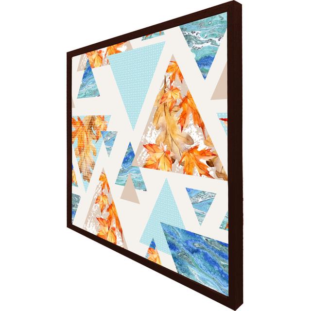 Armira Triangles With Maple, Oak Leaves, Marble - Single Picture Frame Print Metro Lane Format: Brown Framed, Size: 41cm H x 41cm W x 4cm D on Productcaster.