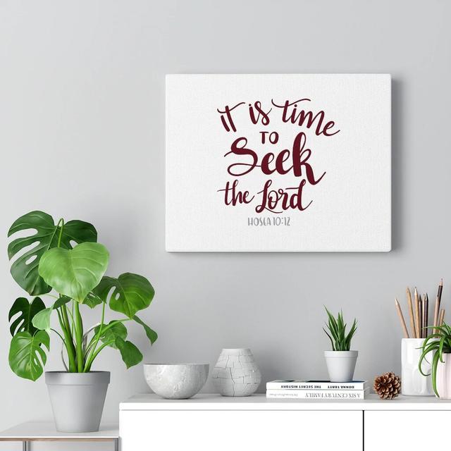 Seek the Lord Hosea10:12 - Wrapped Canvas Typography Blue Elephant Size: 28cm H x 36cm W on Productcaster.