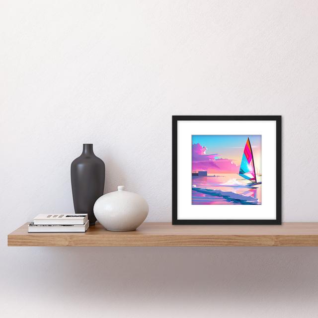 Seascape Windsurfer Bright Watercolour - Single Picture Frame Print Wee Blue Coo on Productcaster.