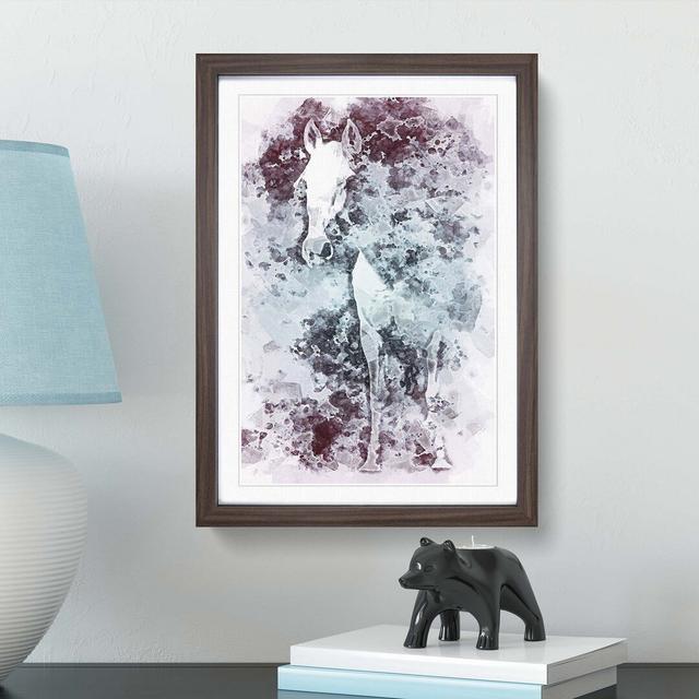 White Horse in the Clouds in Abstract - Picture Frame Painting Print East Urban Home Size: 91cm H x 60cm W x 2cm D, Frame Option: Walnut on Productcaster.