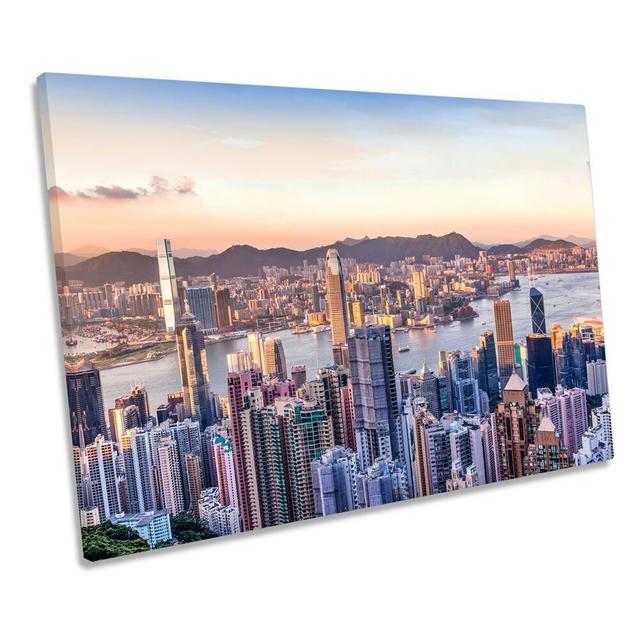 X1348 Victoria Harbour Hong Kong City - Wrapped Canvas Print Ebern Designs Size: 61cm H x 91.4cm W x 4cm D on Productcaster.