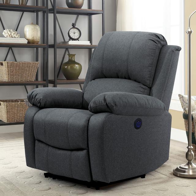 Rakhia Upholstered Electric Recliner 17 Stories Upholstery Colour: Dark Grey on Productcaster.