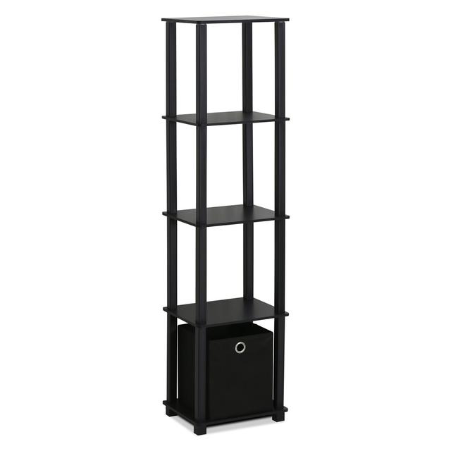 Evianna Shelving Unit Bookcase with Fabric Bin 17 Stories Colour: Black on Productcaster.