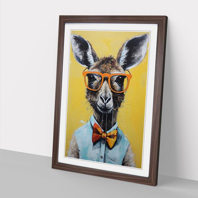 Kangaroo with Glasses Painting Happy Larry Format: Walnut, Size: 64cm H x 46cm W x 2cm D on Productcaster.