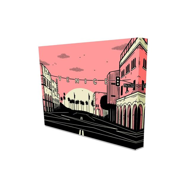 Venice Beach Sun Pink Canvas Print - Wrapped Canvas Print East Urban Home Size: 46 cm H x 31 cm W on Productcaster.