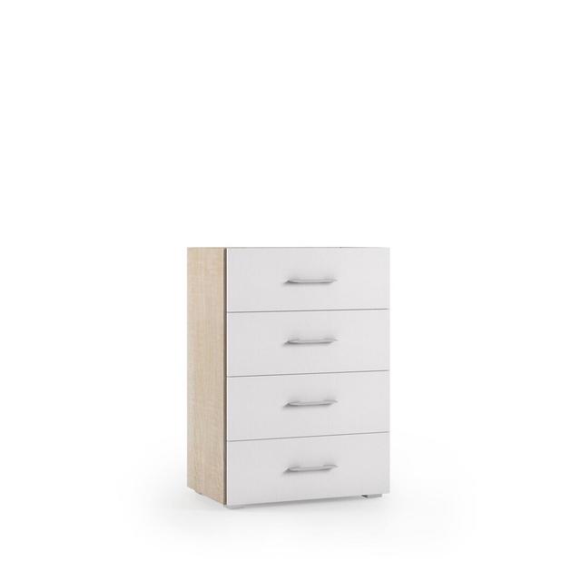 Gurusharan 4 Drawer 60Cm W Chest of Drawers 17 Stories Colour: White/Oak on Productcaster.