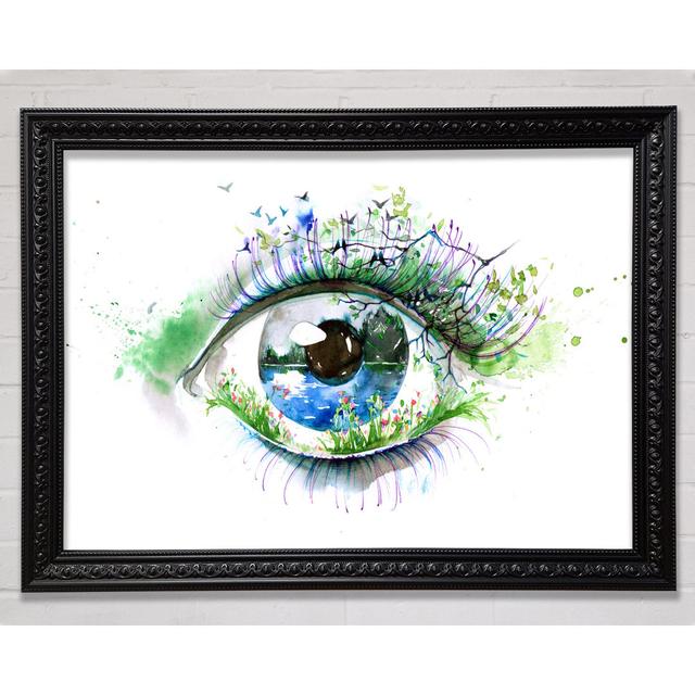 Watercolour Nature Eye Framed Print Wall Art Ivy Bronx Size: 100cm H x 141.4cm W x 3cm D, Format: Black Framed Paper on Productcaster.