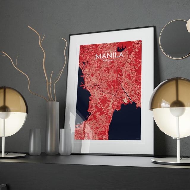 Manila City Map in Nautical - Graphic Art Print on Paper Borough Wharf Size: 17cm H x 11cm W x 0.05cm D on Productcaster.