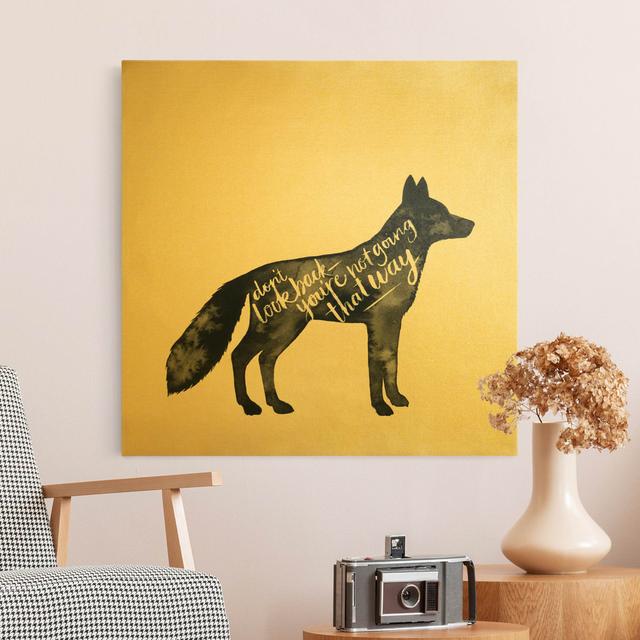 Leinwandbild "Tiere mit Weisheit Fuchs" Happy Larry Größe: 60 cm H x 60 cm B, Format: 435 g/m² Canvas gold, Rahmen-Option: Gold/Schwarz on Productcaster.