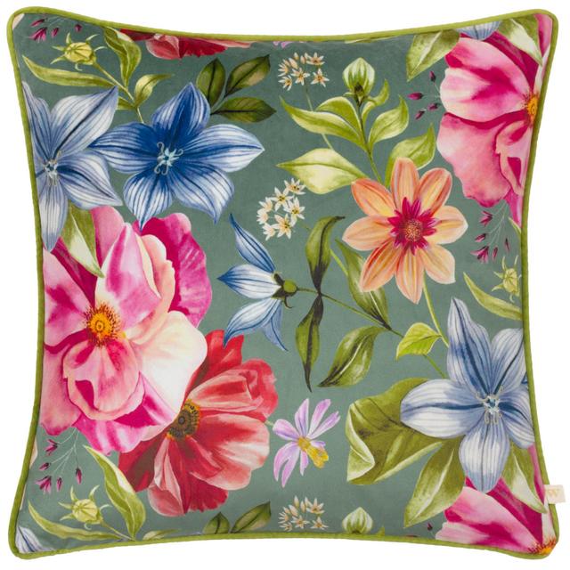 Annibella Floral Square Throw Cushion Cover Marlow Home Co. Colour: Teal on Productcaster.