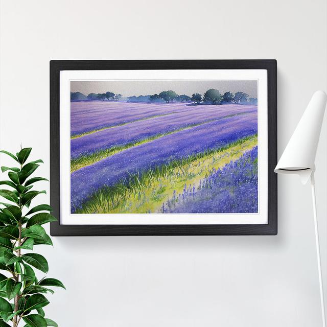 Bluebell Field in Watercolour Vol.2 - Picture Frame Painting Marlow Home Co. Size: 25cm H x 34cm W x 2cm D, Frame Colour: Black Framed on Productcaster.