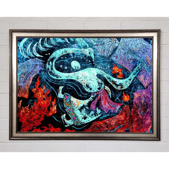 Tibetan Blue Warrior Framed Print Ophelia & Co. Size: 59.7cm H x 84.1cm W x 1.5cm D, Format: Gunmetal Framed Paper on Productcaster.