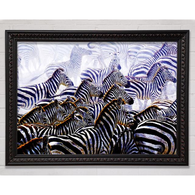 Zebra Stampede Framed Print Bright Star Size: 21cm H x 29.7cm W on Productcaster.