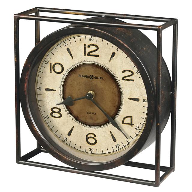 Kayden Traditional Analog Metal Quartz Tabletop Clock in Black/Antique Gold Blue Elephant on Productcaster.