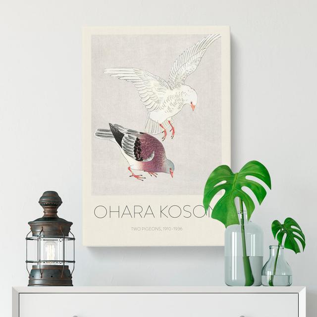 Two Pigeons Print by Ohara Koson - Wrapped Canvas Painting East Urban Home Size: 76cm H x 50cm W x 3cm D on Productcaster.