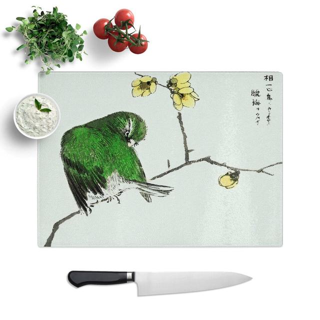 Glass Green Fairy Pitta Bird by Numata Kashu Chopping Board East Urban Home Size: 28.5 cm W x 20 cm L on Productcaster.