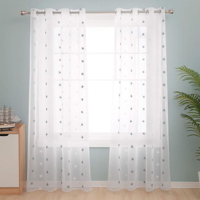 Eliga Tab Top Sheer Curtains (Set of 2) 17 Stories Panel Size: Width 140 x Drop 183cm, Colour: Blue on Productcaster.