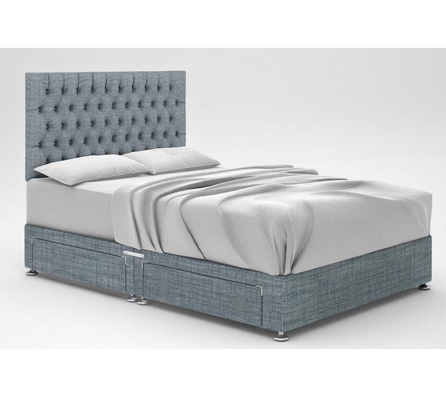 Zawacki Divan Bed Base 17 Stories Storage Type: 2 Drawers Same Side, Colour: Sky, Size: Small Single on Productcaster.