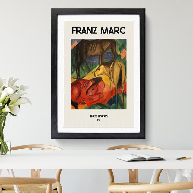 Three Horses by Franz Marc - Picture Frame Painting East Urban Home Frame Option: Black Framed, Size: 36cm H x 27cm W x 2cm D on Productcaster.