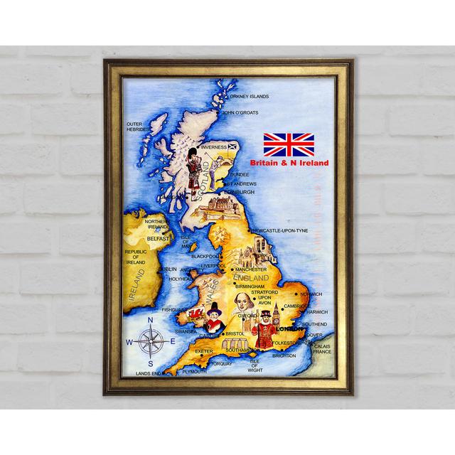 Monuments Of England Map Framed Print Longshore Tides Size: 59.7cm H x 84.1cm W x 1.5cm D on Productcaster.