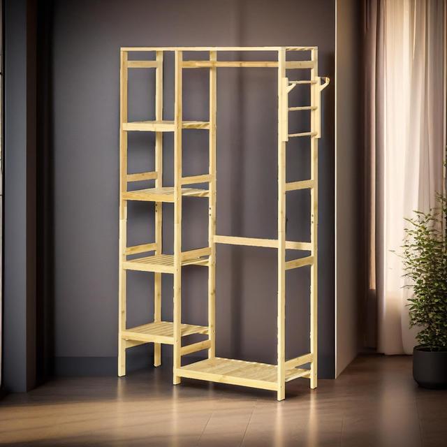 Alisanne Rayon Clothes Rack Garment Rail Bamboo Open Wardrobe Free-Standing Clothing Rail Borough Wharf on Productcaster.